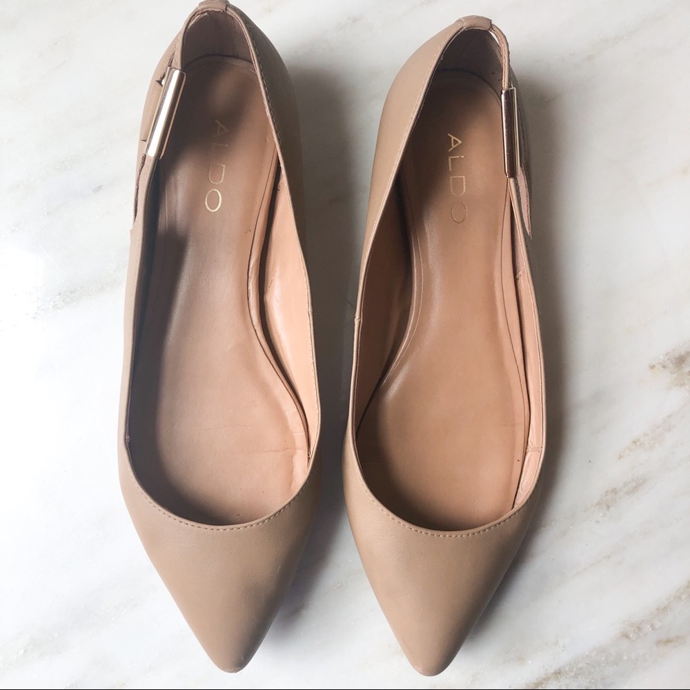ALDO Tan Pointed Flats